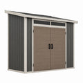 Abri de jardin en résine et métal 190 x 120 x 200 cm gris anthracite, gris clair et marron à double porte