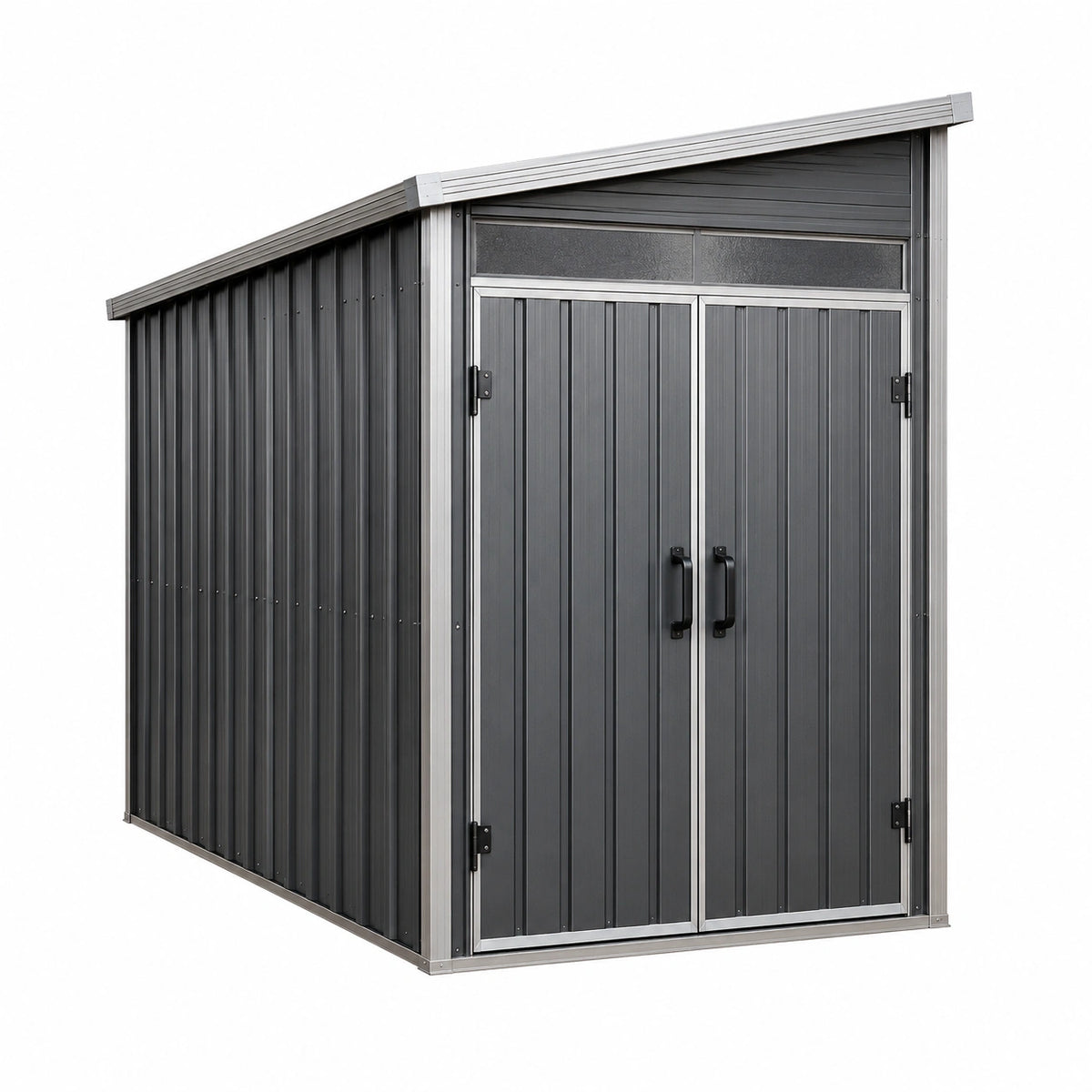 Abri de jardin en acier gris anthracite 213 x 127 x 185 cm à double porte