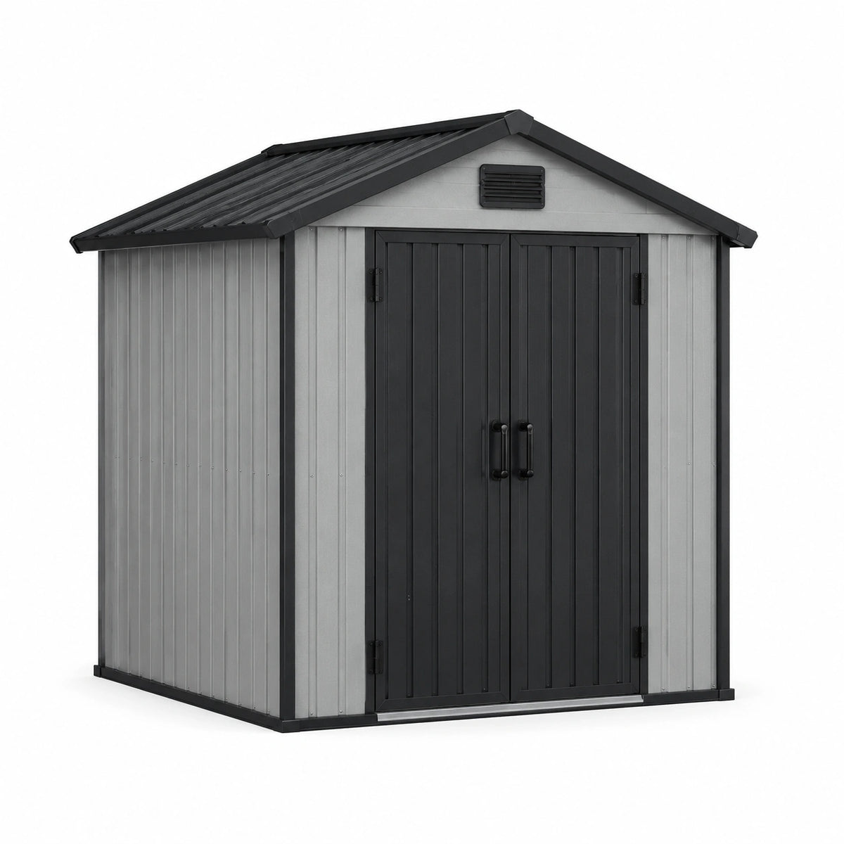 Abri de jardin en acier gris et noir 213 x 127 x 185 cm avec double porte et aération