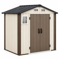 Abri de jardin en résine 180 x 120 x 200 cm Beige, Marron et Noir avec double porte ventilée