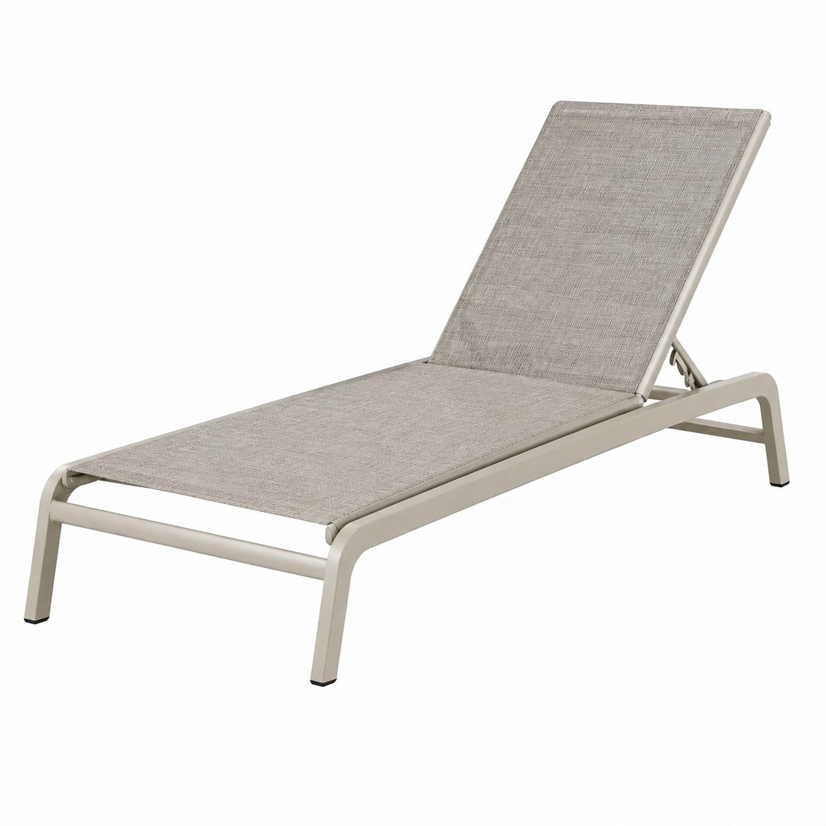 Chaise longue d'extérieur en aluminium beige avec dossier réglable, 195 x 65 x 34 cm