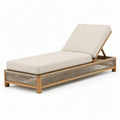 Bain de soleil inclinable 200 x 75 x 90 cm en bois naturel et beige