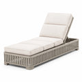 Chaise longue inclinable d'extérieur en aluminium taupe et ivoire, 200 x 75 x 35 cm