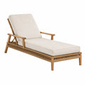 Chaise longue d'extérieur 200 x 70 x 85 cm en bois et corde tressée, Beige/Marron naturel