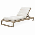 Bain de soleil inclinable en résine tressée beige avec coussin blanc cassé, 195 x 70 x 35 cm