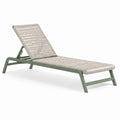Bain de soleil réglable 195 x 65 x 35 cm en métal vert sauge et tressage beige