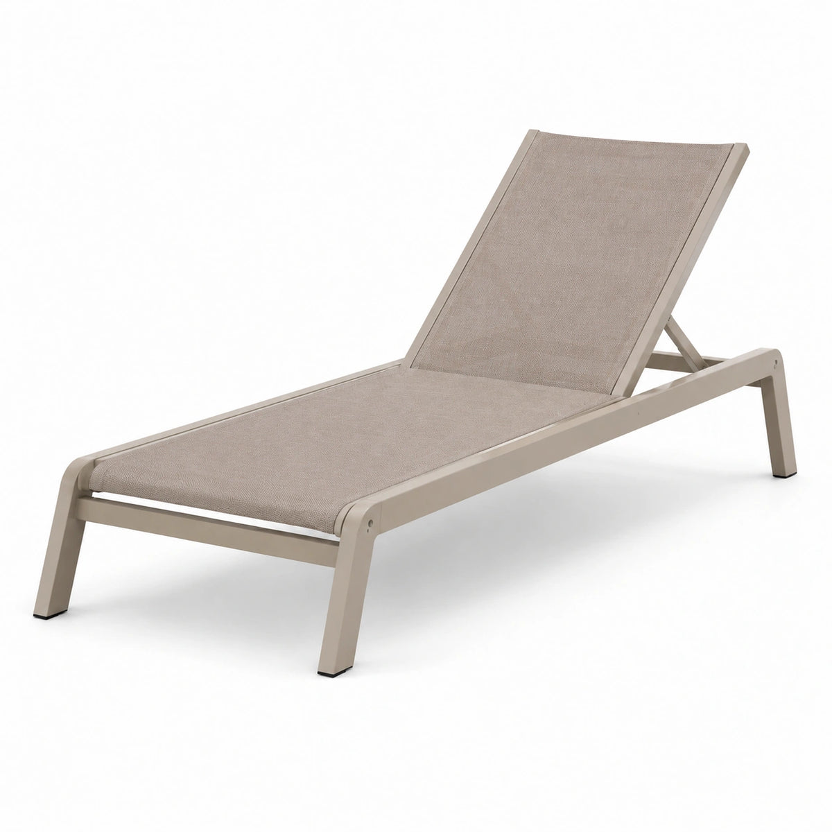 Chaise longue d'extérieur en aluminium taupe, dossier réglable, 195 x 65 x 90 cm