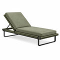 Transat inclinable d'extérieur 200 x 70 x 35 cm en métal et corde tressée Vert olive et Noir