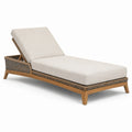 Bain de soleil inclinable en bois et cordage beige et marron, 200 x 75 x 35 cm