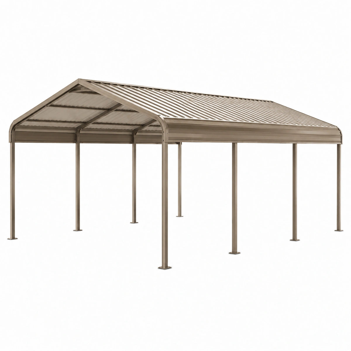 Abri pour voiture en acier gris, 600 x 300 x 270 cm, toit à deux pans