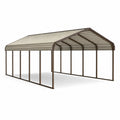 Abri voiture extérieur 600 x 300 x 270 cm en acier marron avec toit en polycarbonate translucide