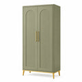 Armoire rétro à 2 portes vert olive et doré, 90 x 45 x 180 cm