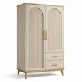 Armoire beige et dorée 100 x 50 x 180 cm avec 2 portes et 2 tiroirs