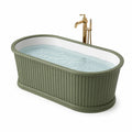 Baignoire îlot ovale en acrylique vert olive et blanc, 170 x 75 x 58 cm