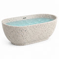 Baignoire îlot ovale 170 x 75 x 58 cm effet terrazzo beige et gris