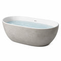 Baignoire îlot ovale 170 x 75 x 55 cm aspect pierre Beige, intérieur Blanc