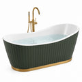 Baignoire îlot ovale en acrylique 170 x 80 x 60 cm Vert foncé, Blanc et Doré
